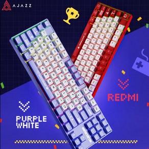 [CY] AJAZZ AK870MC 유선 기계식 게이밍 키보드 전키핫스왑DIY 87키75%배열 타입선분리OK 2단식받침 20종램프 아자즈 리즈, AK870MC-유선-레드, 레드축, 적축