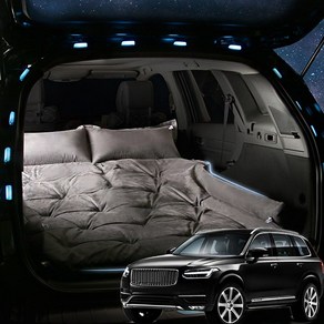 SUNCARMAT 볼보 XC90 스웨이드 에어매트 트렁크 바닥 매트 자동충전 차량용 차박 캠핑 튜닝, 2인용, 블랙