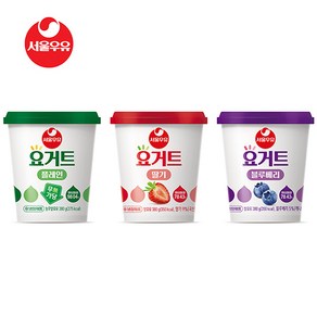 서울우유 요거트 3종 맛선택 플레인 딸기 블루베리 380g x 6개, 플레인 380g x 6개