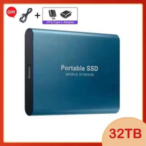 SSD외장하드 휴대용 1TB 2TB 4TB 5TB 256TB 750GB 500GB 320GB 250GB 160GB 드라이브 노트북 데스크탑 스마트폰 USB3.1, Blue, 32TB, 블루