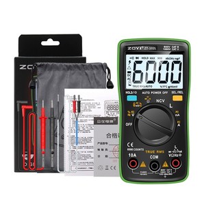 멀티미터 ZOYI ZT102L 디지털 6000 카운트 자동 범위 백라이트 AC/DC 전류계 볼트 옴 테스터 휴대용 계량기, 1개