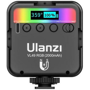 ULANZI -VL49 RGB 풀 컬러 LED 비디오 조명 2500K-9000K 800LUX 마그네틱 미니 필 라이트 콜드 슈 3 개 연, CHINA_VL49 RGB, 8) VL49 RGB black