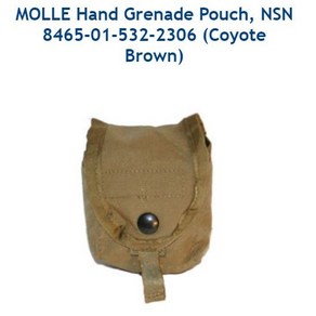 Molle Genade Pouch 탄색 미해병대 몰리 수류탄 파우치 신형 그레나드 파우치 전술 몰리형, USMC 수류탄 똑딱이 파우치 1개, 1개