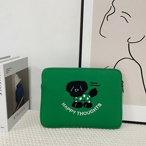 귀여운 노트북 태블릿 파우치 케이스 맥북 갤럭시탭 아이패드, 녹색 개