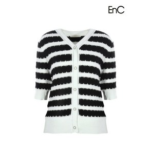 이앤씨 EnC 아이보리 브이넥 스트라이프 가디건 EnCK32402B