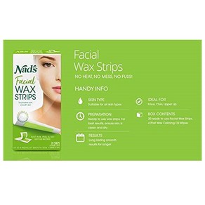 Nad's 네즈 여성 페이셜 제모 왁스 스트립 Facial Wax Stips, 1개