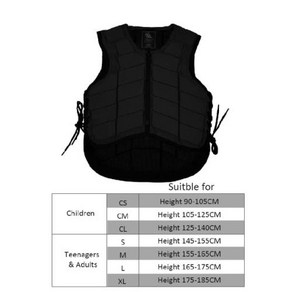 승마 조끼 보호대 블랙 지퍼 성인 및 어린이용 훈련 EVA 보호 패드