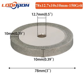 Loonpon 다이아몬드 그라인딩 휠 78 150mm 디스크 텅스텐 스틸 밀링 커터 공구 샤프너 그라인더 다이아몬드휠, 2) 78x12.7mm150Git, 1개