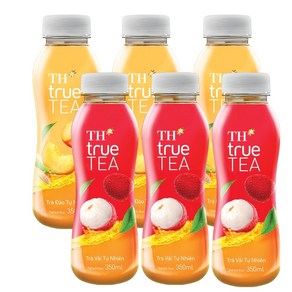 TH TRUE TEA 베트남 주스  베트남 2종 세트 TH 티  복숭아/리치 TH TRUE TEA, 24개, 350ml