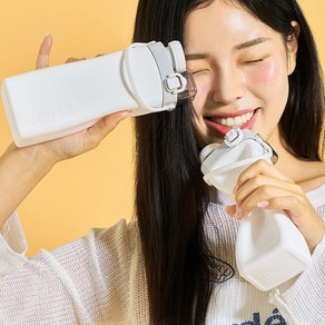 롤리롤 접이식 실리콘 물병 600ml, 화이트, 1개