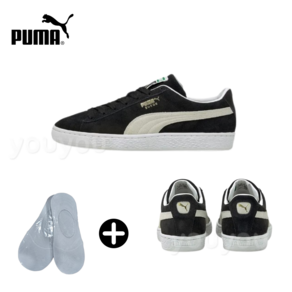 [YUYU] PUMA 푸마 스웨이드 Classic XXI 클래식 블랙 화이트+페이크삭스 1p