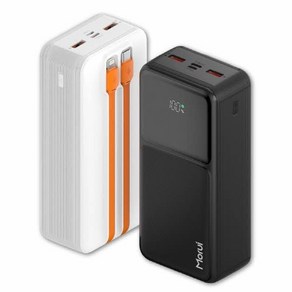 모루이 S8-PL 30000mAh 케이블 일체형 대용량 보조배터리, 화이트