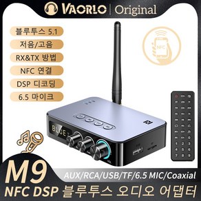 M9/M9Po NFC 블루투스 5.1 오디오 수신기 송신기 AUX/RCA/USB U 디스크/TF/6.5 마이크 가라오케/동축/FM 라디오 DSP 디코딩 HIFI 무선 어댑터, M9