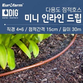 DIG 미니 인라인 드립/간격15cm/길이 30m/마이크로 인라인 드립/점적관수/점적호스/UV처리/나무/화분/정원/유로팜, 1개