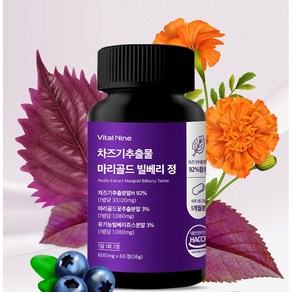 눈건강 차즈기 마리골드 빌베리 정 루테인 비타민C 600mg x 60정 바이탈나인, 1개