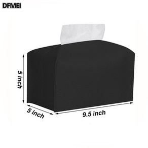 DFMEI PU 가죽 휴지통 직사각 차량용 거실 화장실 접이식 휴지통, 소프트 티슈케이스-블랙직사각