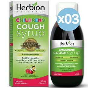 Hebion Natuals 헤르비온 내츄럴스 칠드런 코프 시럽 150ml 3팩 Cough Syup fo Childen - Good Tasting Supplement wi, 3개