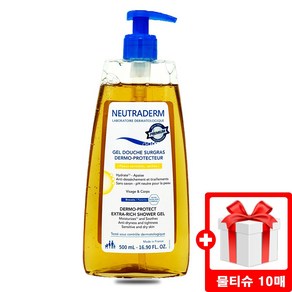 뉴트라덤 올인원 워시 샤워 젤 더모 프로텍트 엑스트라 리치 미산성 보습 500ml + 자사로고 물티슈, 1개