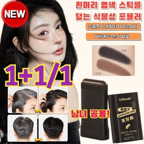 1/1+1 [건강에 무자극!]식물성 보염제 펜슬 바르기 블랙 커버 헤어 숏 일회용 염색약 방수 땀방지 흰머리 커버 염색 헤어스틱, [1]블랙, 20g