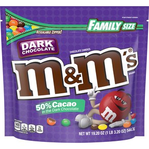 M&M CHOCOLATE CANDY DARK CHOCOLATE 19.2 OZ M&M 초콜릿 캔디 다크 초콜릿 19.2온스, 1개, 544g