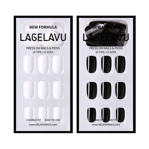 LAGELAVU 라젤라부 네일팁 2종 TPU100% 특허기술, 1개, A_10.블랙+58.스노우화이트