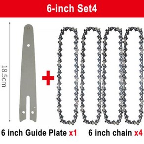 전기 체인톱 가이드 교체용 미니 스틸 체인톱 정원 도구 6 인치 톱 바 14 인치 P 37 노트 18 나이프, 17) 6inch Set4, 1개