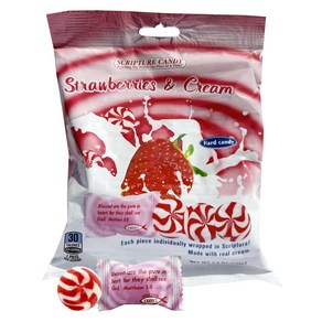 Sciptue Candy Stawbey & Ceam Had Candy 5.5 Ounce Sciptue Candy 딸기 & 크림 하드 캔디 5.5 온스 백 25, 155g, 1개