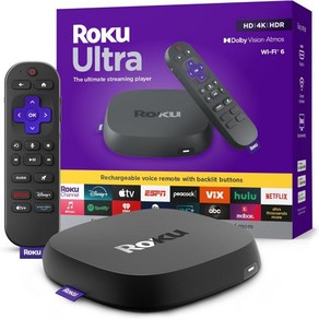 Roku Ulta 2024 - 궁극의 스트리밍 플레이어 HDR10 Dolby Vision Atmos가 탑재된 TV용 4K 장치 Bluetooth 및 Wi-Fi 6 백라이트 버