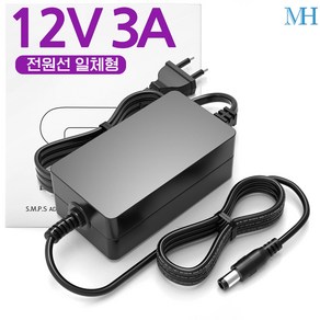 명호전자 12V3A 아답터 전원선일체형(MH1230C-1) DC 12V 3A 어댑터, 1개