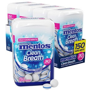 Mentos 클린 브레스 하드 민트 인텐스 페퍼민트 150개 4팩, 인텐스 페퍼민트_150 Count (Pack of 4), 150 Count (Pack of 4), 4개