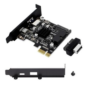 2 포트 PCI-E에서 USB 3.0 타입 C 확장 카드 전면 유형 E 19P/20P 커넥터, 반 높이 배플, 02 WHITE