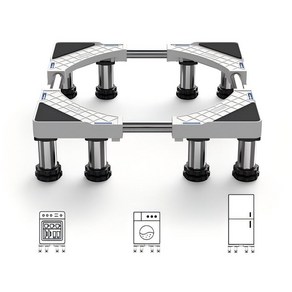 DEWEL 세탁기 높이조절 받침대 냉장고 건조기 제빙기 에어컨 수평조절 다용도 바닥 받침 소음감소 진동방지 수평 조절 다리높이, 화이트, 1개, 세탁기 받침대