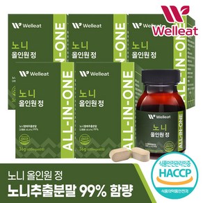 [웰리트]HACCP인증 노니 올인원 정 60정 X 5박스 (300정), 36g, 5개