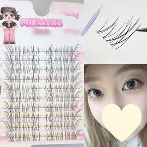 MoningSea 내추럴 속눈썹 투명라인 부분 속눈썹 여우 속눈썹 180모, 1개, 블랙