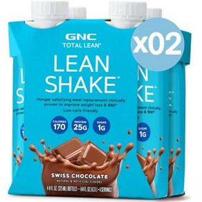 Total Lean® 토탈린 린 쉐이크 스위스 초콜릿 프로틴 25g 함유 325ml 4개입 1.3L 2팩 Lean Shake™ Meal Replacement Shake Sw, 8개