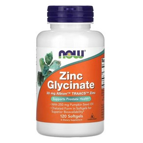 나우푸드 Now Foods Zinc Glycinate 아연 글리시네이트 소프트젤 120개입, 120정, 1개