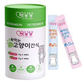 펫봉봉 NEW 짜먹는 고양이 간식 습식 고양이 스틱 대용량 60P, 1세트, 900g, 참치/크랜베리(30)+참치/호박(30)