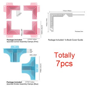 상자 제작용 코너 칸막이 조립 클램프 책 표지 가이드 눈금자 세트 판지 고정 도구, D 7pcs, 1개