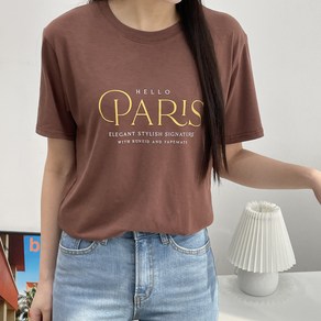 부드러운 레이욘 PARIS 레터링 여성 반팔티셔츠