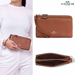 코치 라지 더블 지퍼 가죽 손목 지갑 C5610 Double Zip Wallet