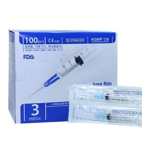 정림 일회용주사기 3ml 24Gx19mm 100개입, 1개