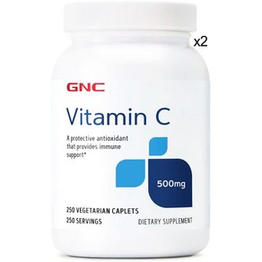 GNC 비타민C 500mg + 칼슘 250캡슐 x 2통 Vitamin C, 2개, 250정