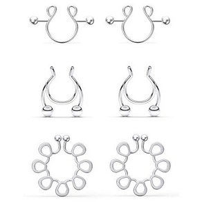 Prjndjw Fake Nipple Rings Stainless Steel Fake Nip Prjndjw 가짜 젖꼭지 반지 스테인레스 스틸 가짜 젖꼭지 피어싱 가짜 젖꼭지 반지 비