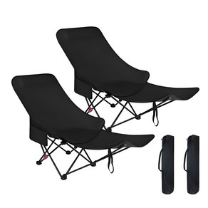 캠핑의자 3단 조절식 리클라이너+수납파우치, 2개, 블랙