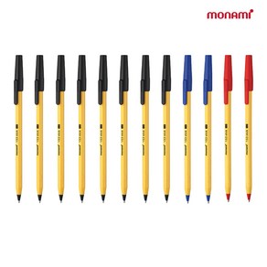 모나미 153 스틱 유성볼펜 1.0mm x 12p, 검정6p+파랑3p+빨강3p, 1세트