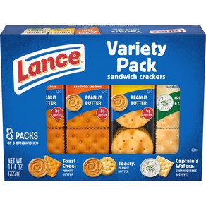 Lance Sandwich Crackers Variety Pack 3 Flavors 8 Individually Wrapped Packs 6 Sandwiches Each 랜스