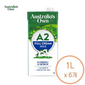 오스트렐리아스 A2 풀크림 밀크 수량선택, 6개, 1L