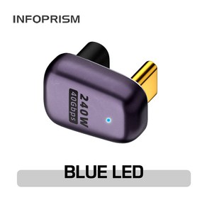 INFOPRISM / LED 점등 USB 4.0 C타입 PD 240W 40Gbps 썬더볼트 각도 변환 꺾임 젠더 90도 180도 L형 U형 ㄱ형 IA-929, 모델 E / C타입 암-수 U형, 1개