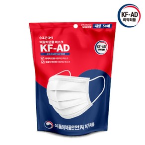 조은데이 비말 차단용 마스크 대형 KFAD 성인용, 50개입, 4개, 화이트