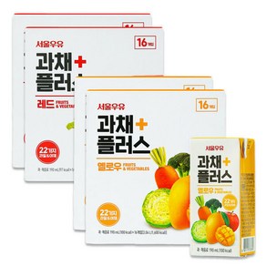 서울우유 과채플러스 레드옐로우 190ml 각32팩(총64팩)-과채주스과채음료, 64개